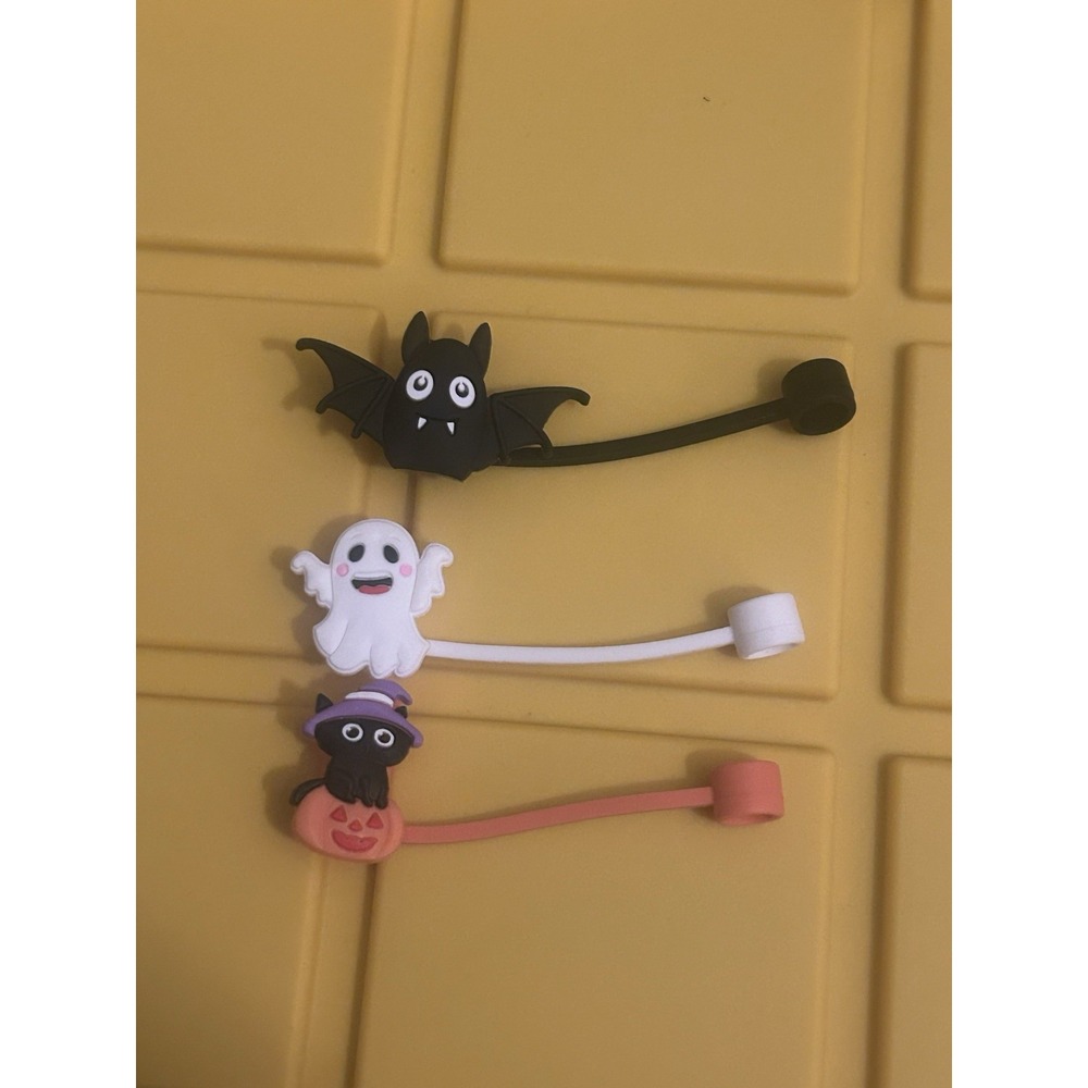 3x‎ Halloween Straw Covers - 10mm Silicone Toppers Stanley 30/40 Oz Tumblers T2